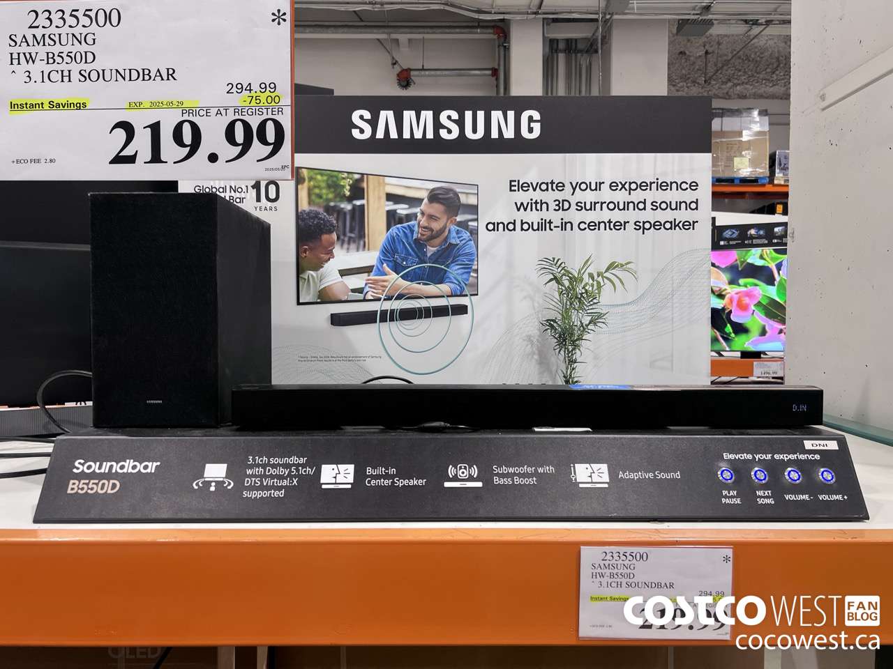 2335500 SAMSUNG HW-B550D SOUNDBAR 3.1CH ($75.00 INSTANT SAVINGS EXPIRES ON 2025-05-29) $219.99