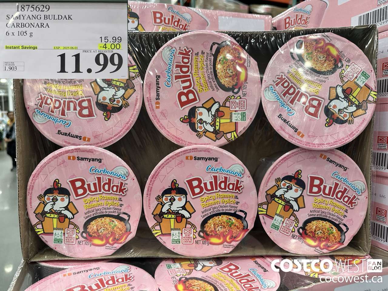 1875629 SAMYANG BULDAK CARBONARA 6 x 105 g ($4.00 INSTANT SAVINGS EXPIRES ON 2025-06-01) $11.99