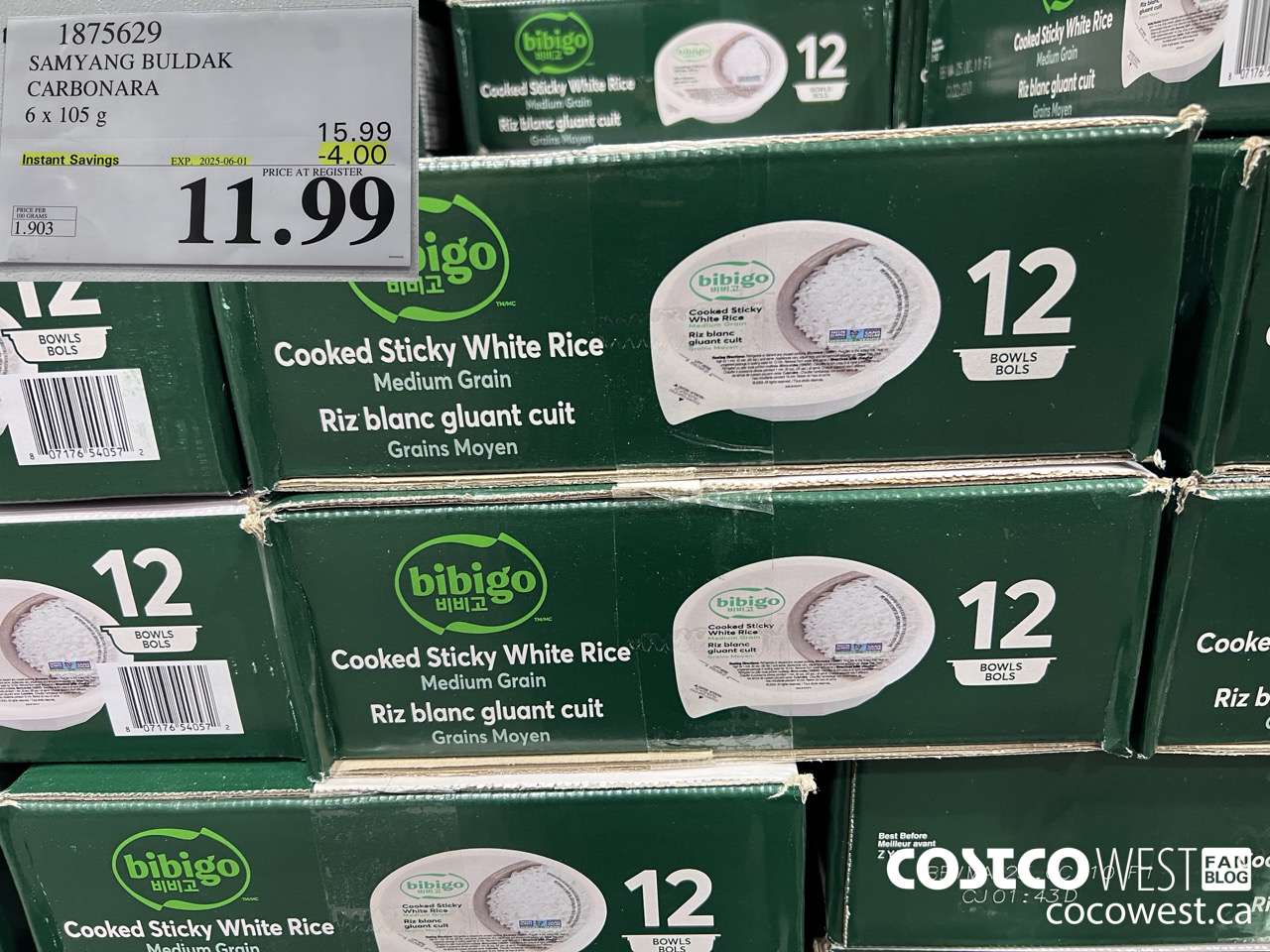 1875629 SAMYANG BULDAK CARBONARA 6 x 105 g ($4.00 INSTANT SAVINGS EXPIRES ON 2025-06-01) $11.99