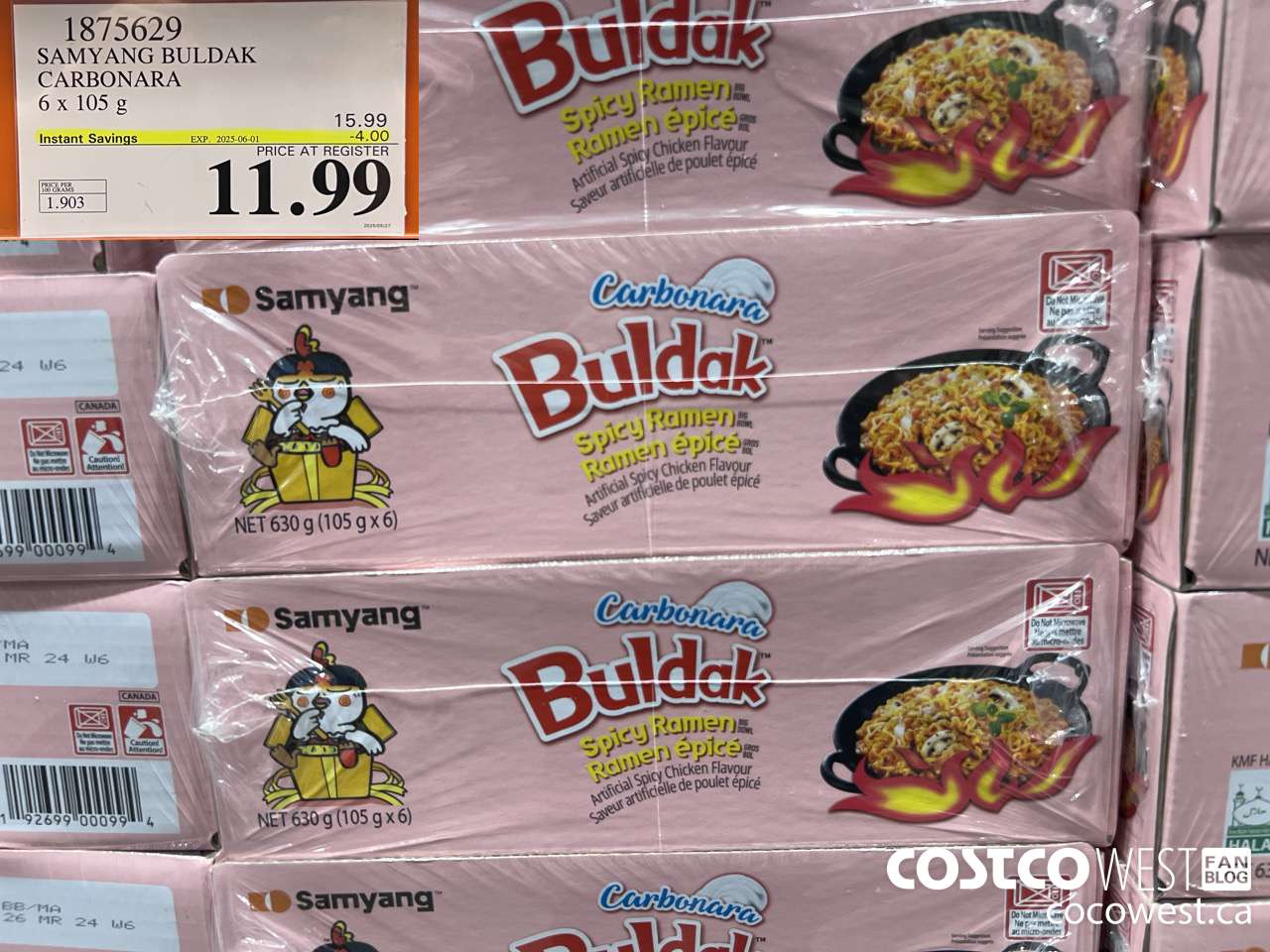 1875629 SAMYANG BULDAK CARBONARA 6 x 105 g ($4.00 INSTANT SAVINGS EXPIRES ON 2025-06-01) $11.99