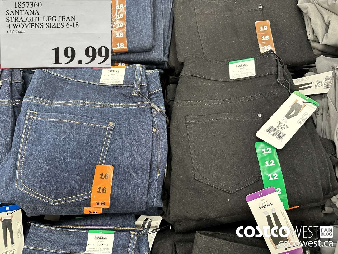 1857360 SANTANA STRAIGHT LEG JEAN LADIES SIZES 6-18 $19.99