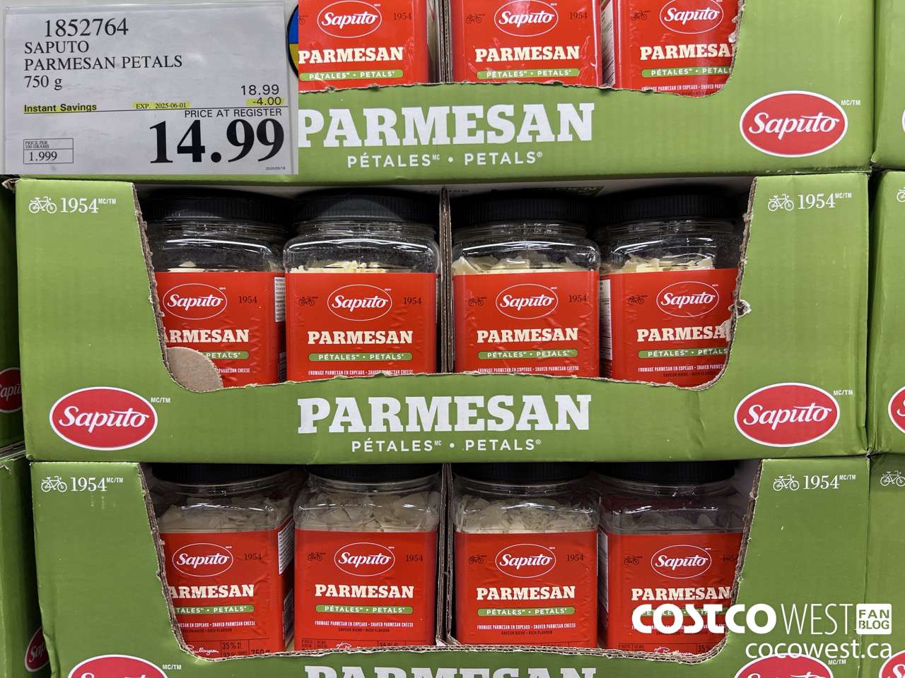 1852764 SAPUTO PARMESAN PETALS 750G ($4.00 INSTANT SAVINGS EXPIRES ON 2025-06-01) $14.99