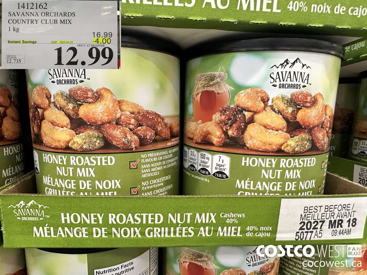 1412162 SAVANNA ORCHARDS COUNTRY CLUB MIX 1.0KG ($4.00 INSTANT SAVINGS EXPIRES ON 2025-05-25) $12.99