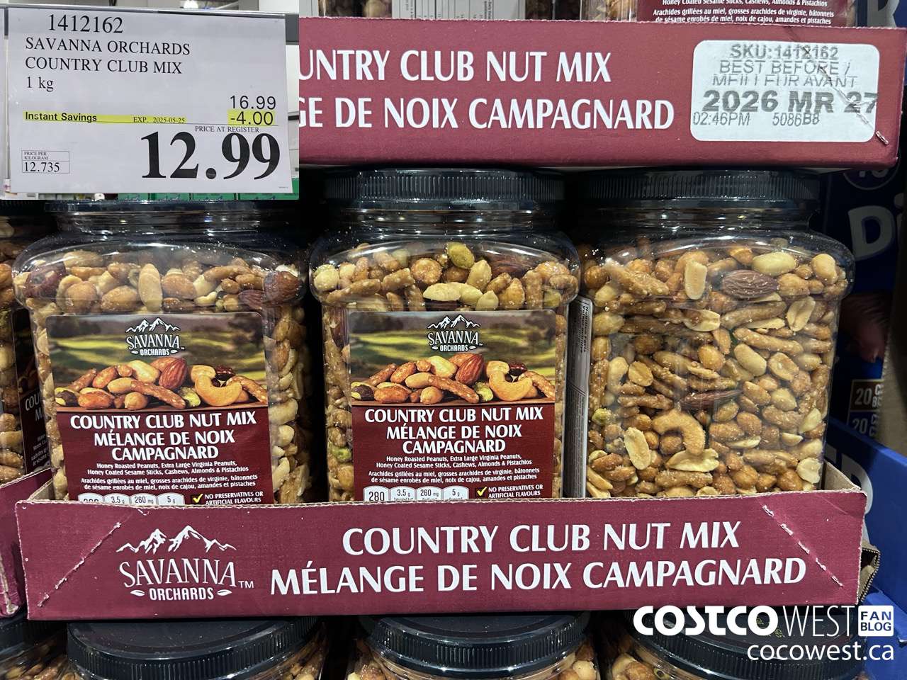 1412162 SAVANNA ORCHARDS COUNTRY CLUB MIX 1.0KG ($4.00 INSTANT SAVINGS EXPIRES ON 2025-05-25) $12.99