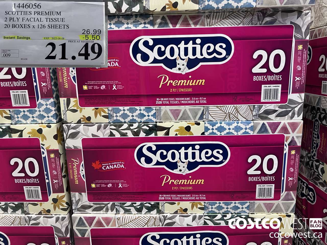 1446056 SCOTTIES PREMIUM 2 PLY FACIAL TISSUE 20 BOXES x 126 SHEETS ($5.50 INSTANT SAVINGS EXPIRES ON 2025-06-08) $21.49