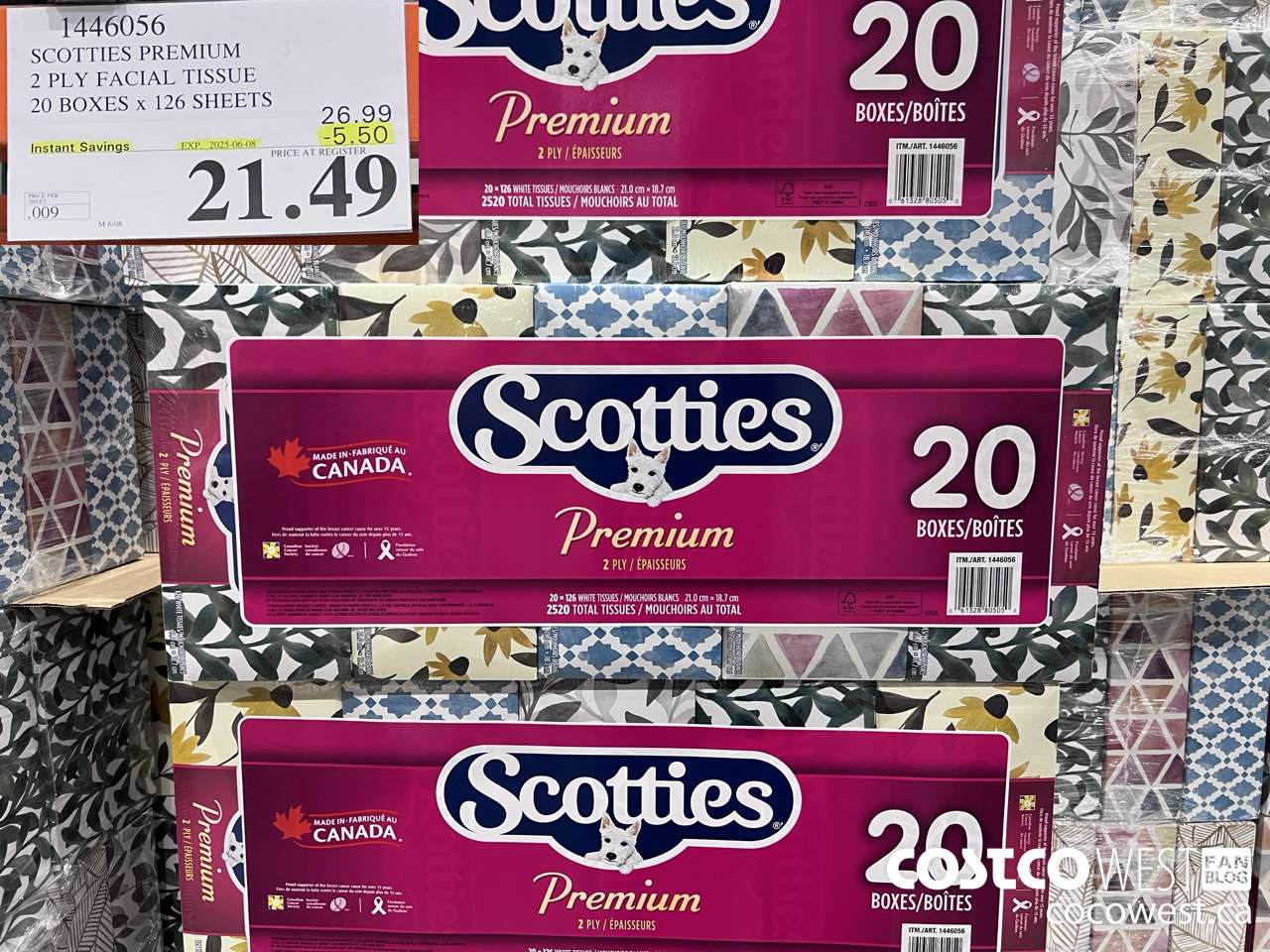 1446056 SCOTTIES PREMIUM 2 PLY FACIAL TISSUE 20 BOXES x 126 SHEETS ($5.50 INSTANT SAVINGS EXPIRES ON 2025-06-08) $21.49