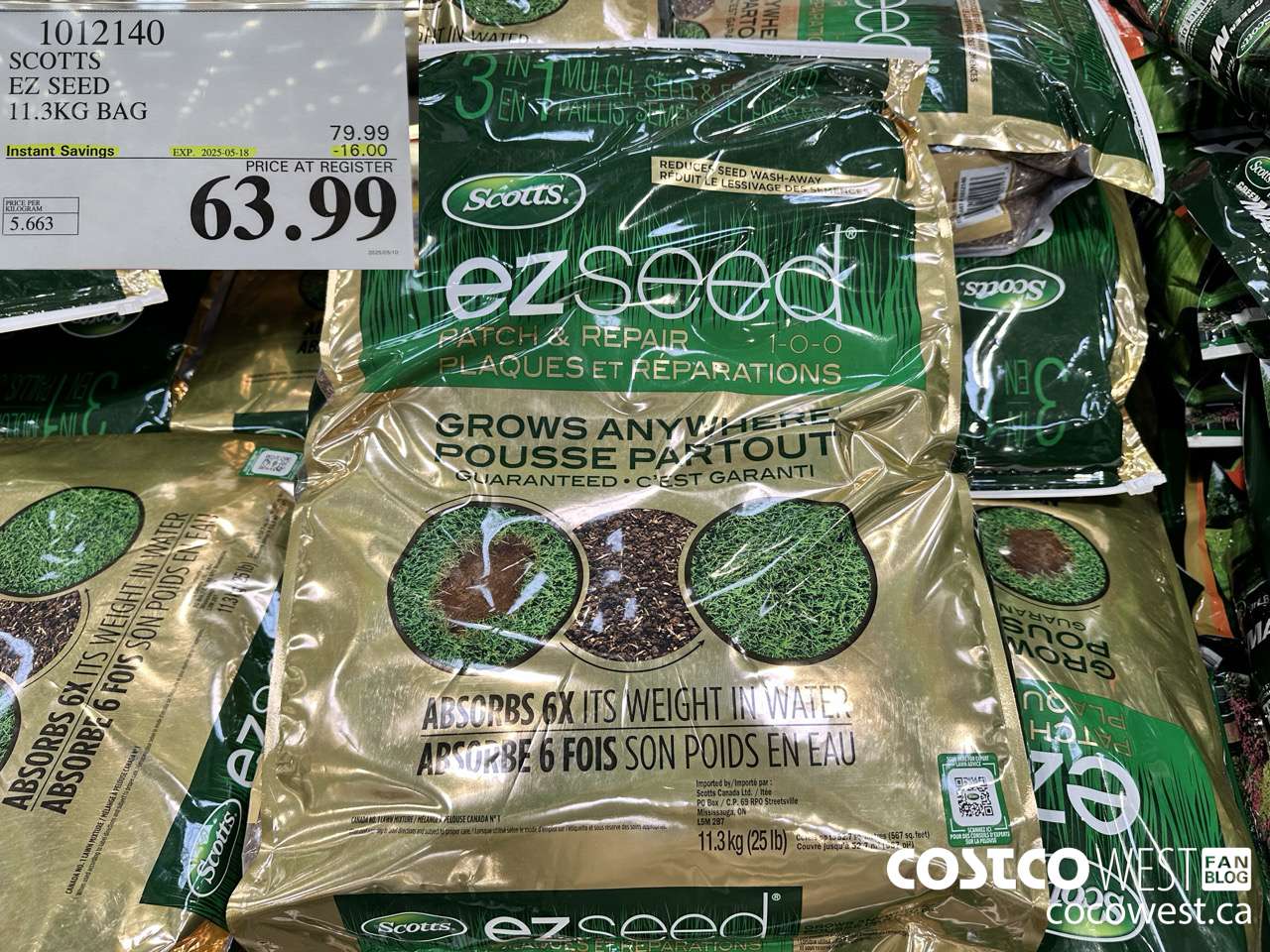 1012140 SCOTTS EZ SEED 11.3KG BAG ($16.00 INSTANT SAVINGS EXPIRES ON 2025-05-18) $63.99