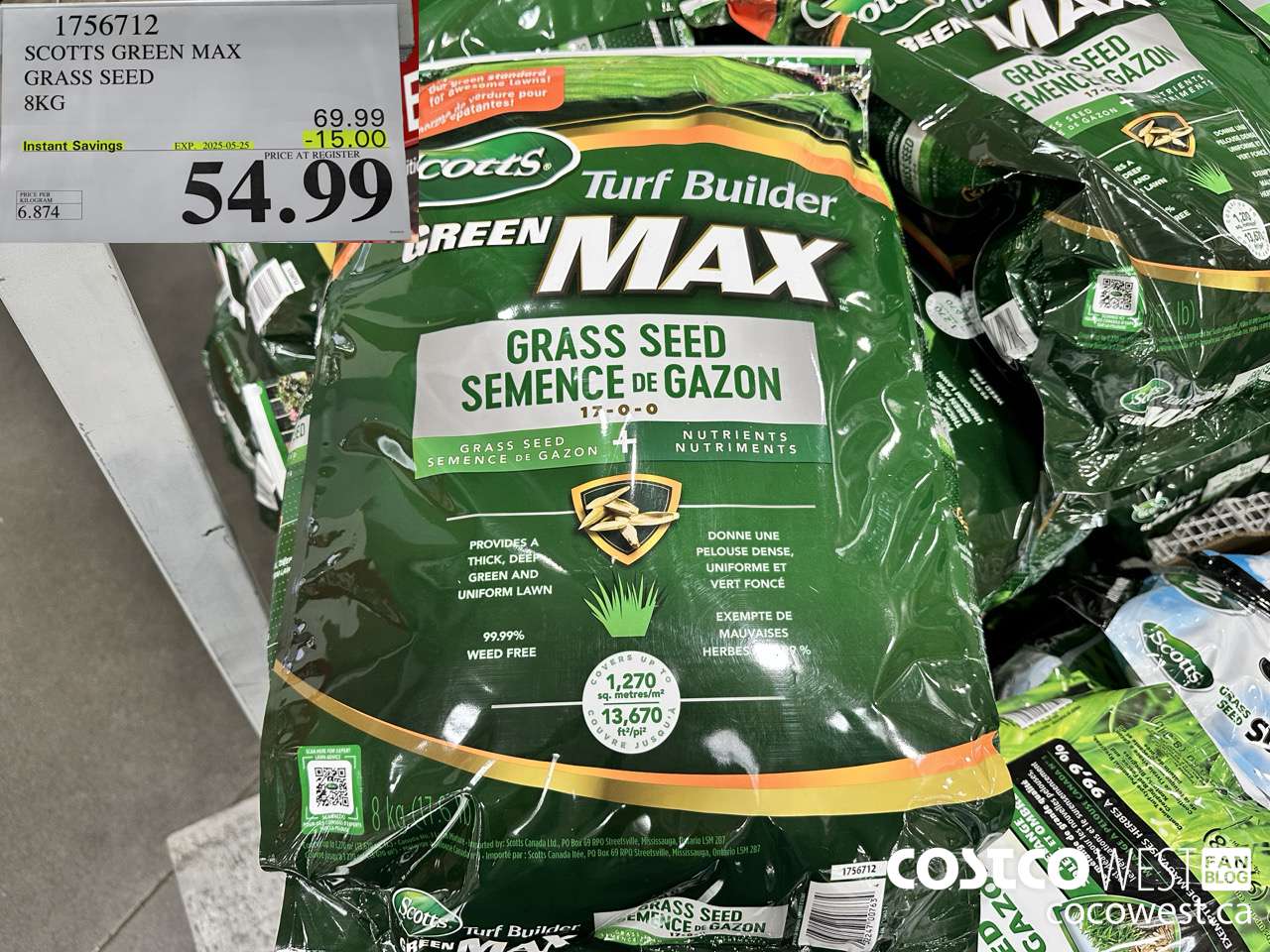 1756712 SCOTTS GREEN MAX GRASS SEED 8KG ($15.00 INSTANT SAVINGS EXPIRES ON 2025-05-25) $54.99