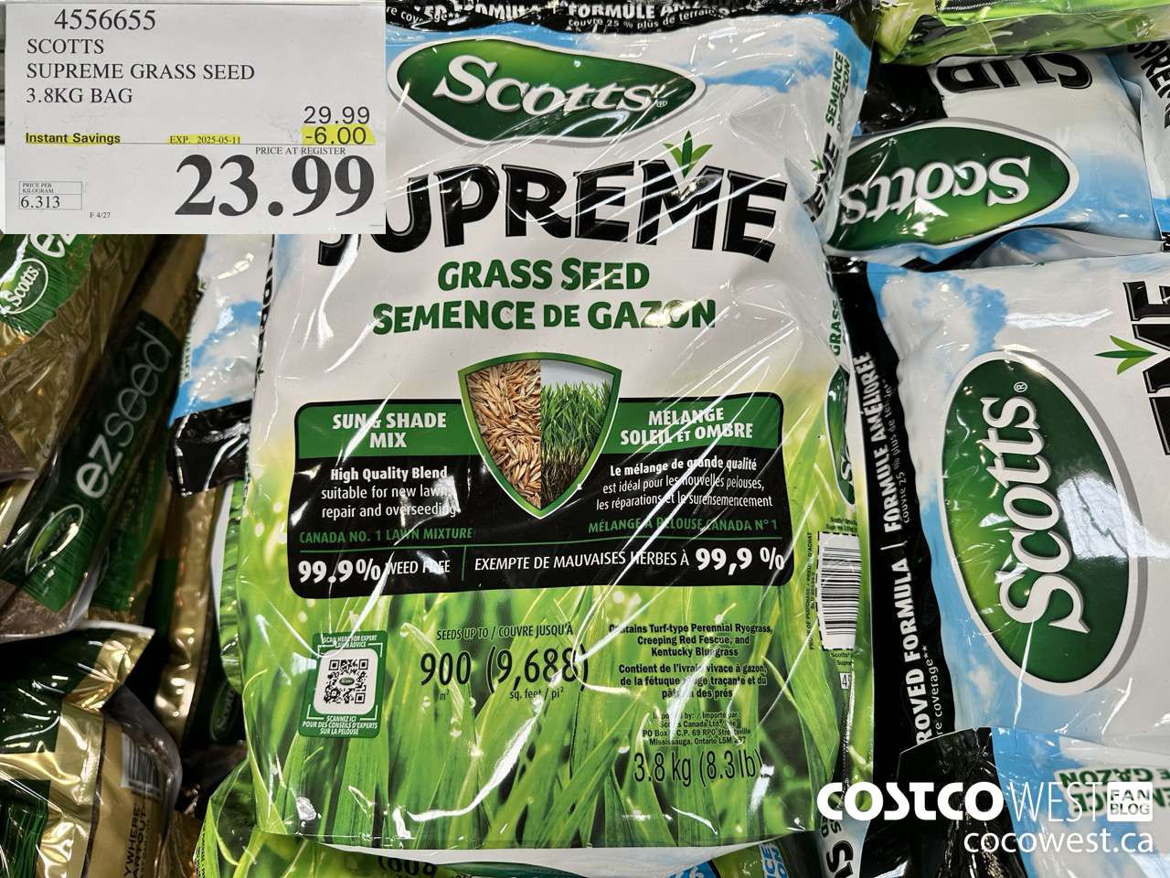 4556655 SCOTTS SUPREME GRASS SEED 3.8KG BAG ($6.00 INSTANT SAVINGS EXPIRES ON 2025-05-11) $23.99