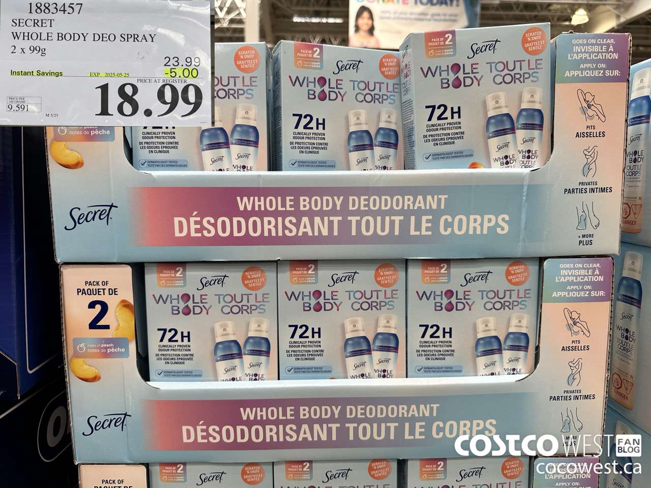 1883457 SECRET SHOLE BODY DEO SPRAY 2 X 99G ($5.00 INSTANT SAVINGS EXPIRES ON 2025-05-25) $18.99