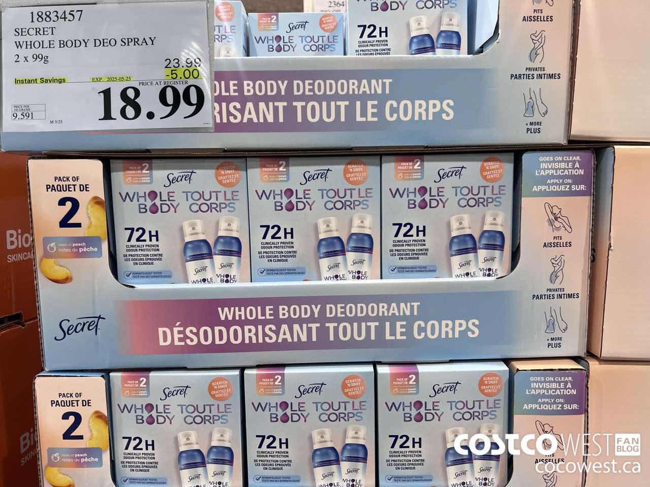 1883457 SECRET SHOLE BODY DEO SPRAY 2 X 99G ($5.00 INSTANT SAVINGS EXPIRES ON 2025-05-25) $18.99