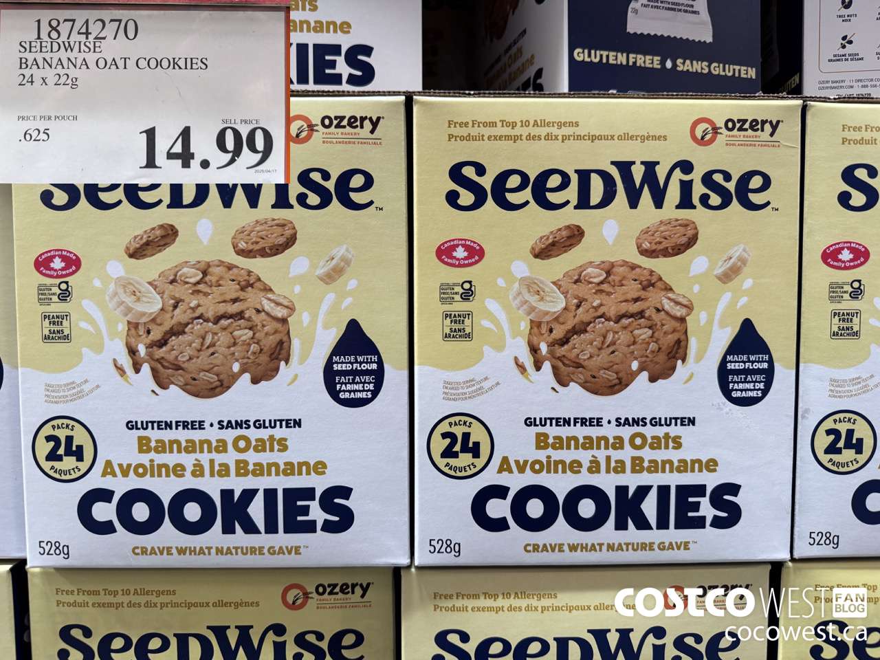 1874270 SEEDWISE BANANA OAT COOKIES 24 X 22G $14.99