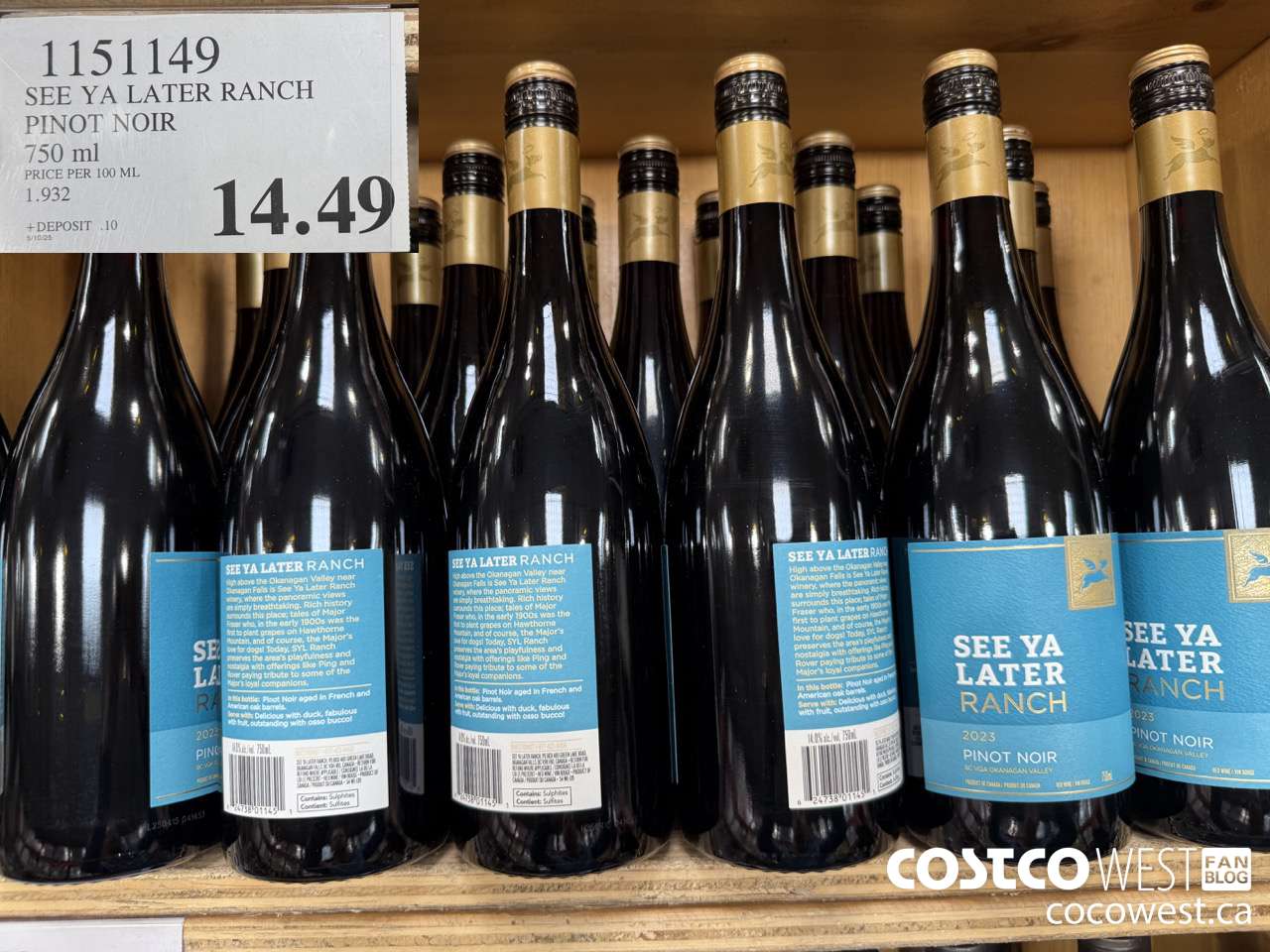 1151149 SEE YA LATER RANCH PINOT NOIR 750 ML $14.49
