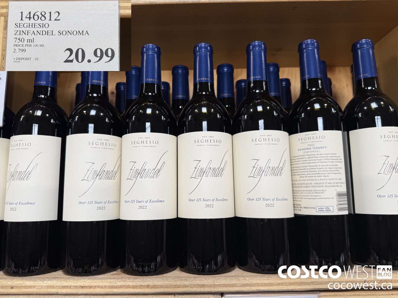 146812 SEGHESIO ZINFANDEL SONOMA 750 ML $20.99