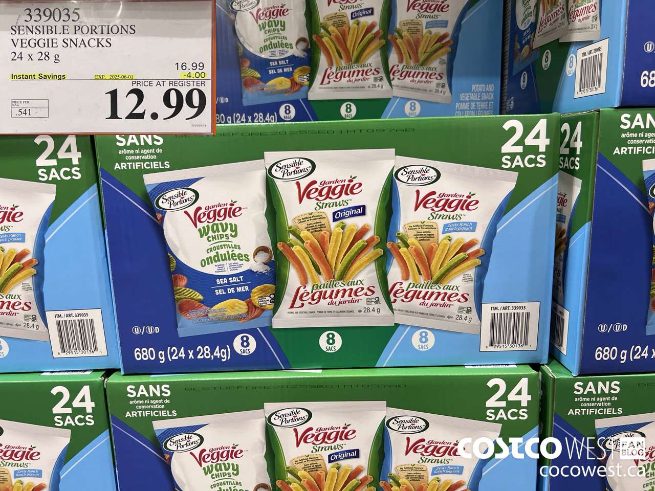 339035 SENSIBLE PORTIONS VEGGIE SNACKS 24 x 28 g ($4.00 INSTANT SAVINGS EXPIRES ON 2025-06-01) $12.99