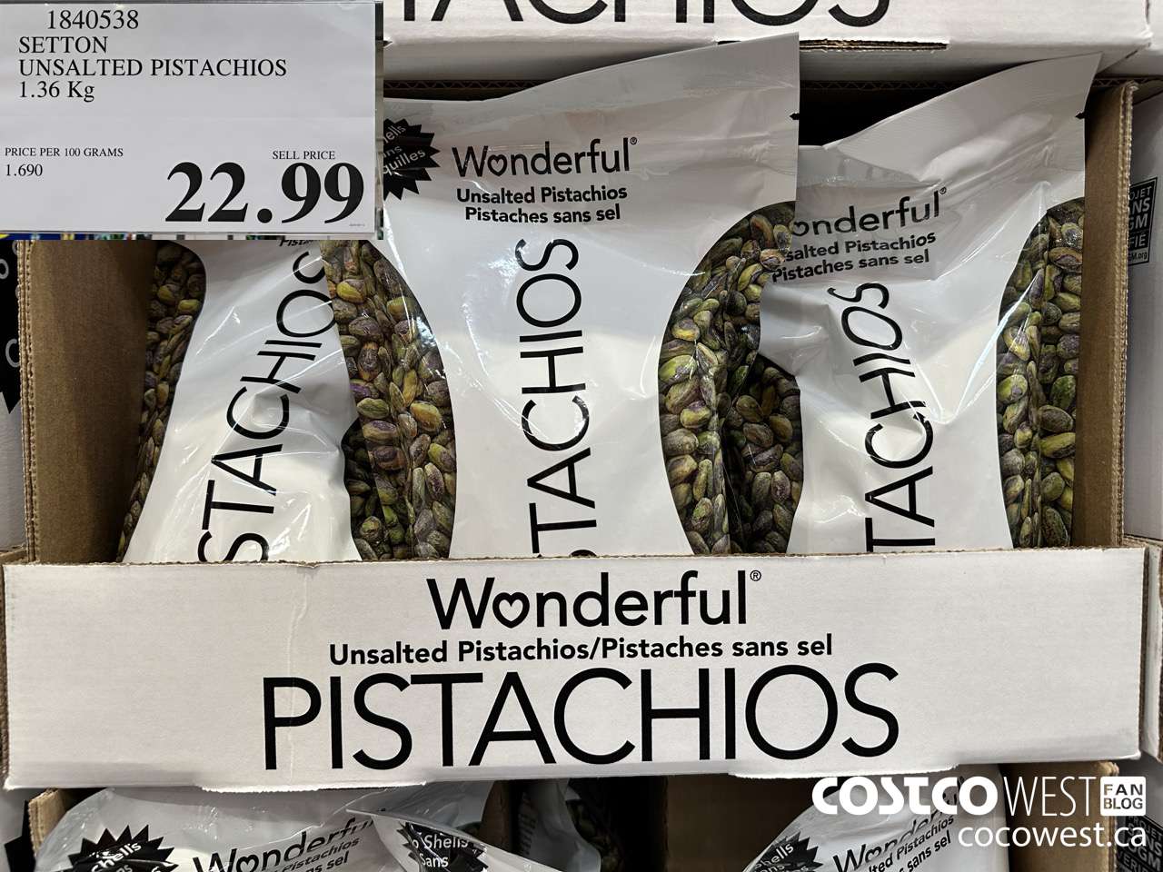 1840538 SETTON UNSALTED PISTACHIOS 1.36KG $22.99