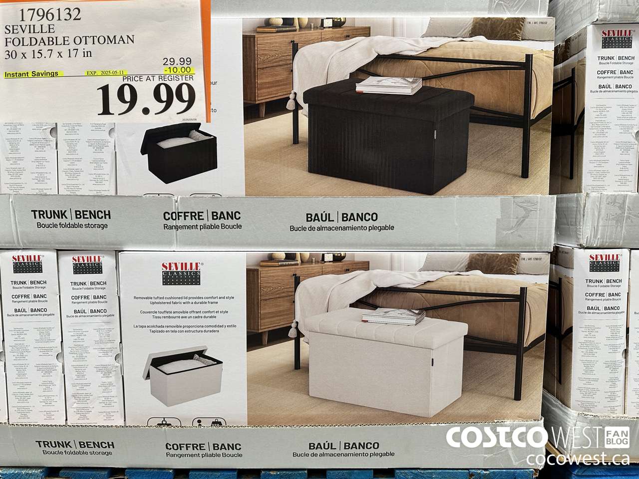 1796132 SEVILLE FOLDABLE OTTOMAN 30 x 15.7 x 17 in ($10.00 INSTANT SAVINGS EXPIRES ON 2025-05-11) $19.99