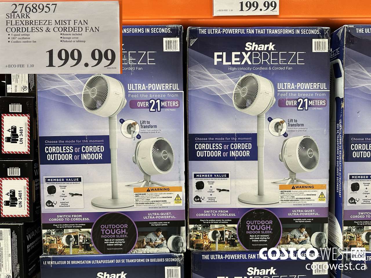 2768957 SHARK FLEXBREEZE MIST FAN CORDLESS & CORDED FAN $199.99