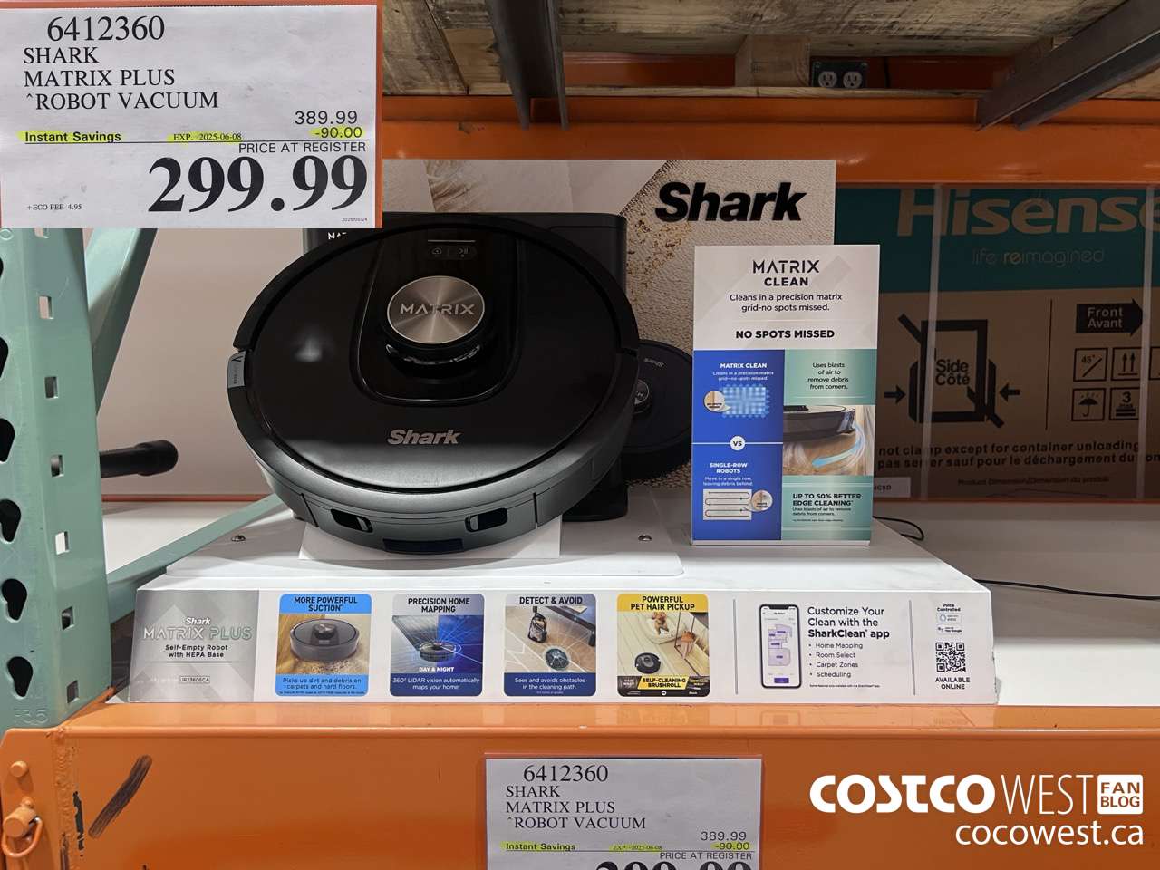 6412360 SHARK MATRIX PLUS ROBOT VACUUM ($90.00 INSTANT SAVINGS EXPIRES ON 2025-06-08) $299.99