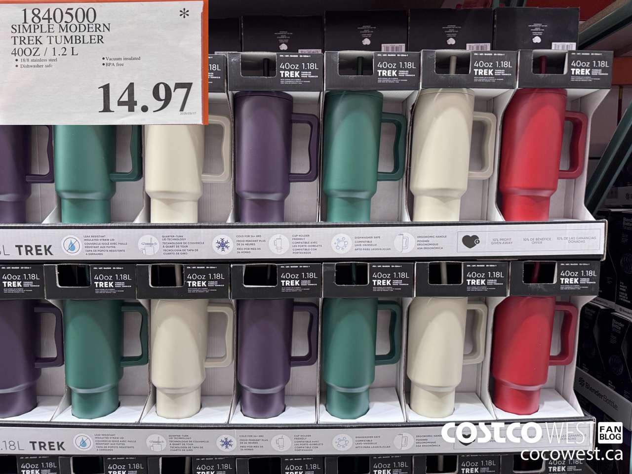 1840500 SIMPLE MODERN TREK TUMBLER 40OZ/1.2L $14.97