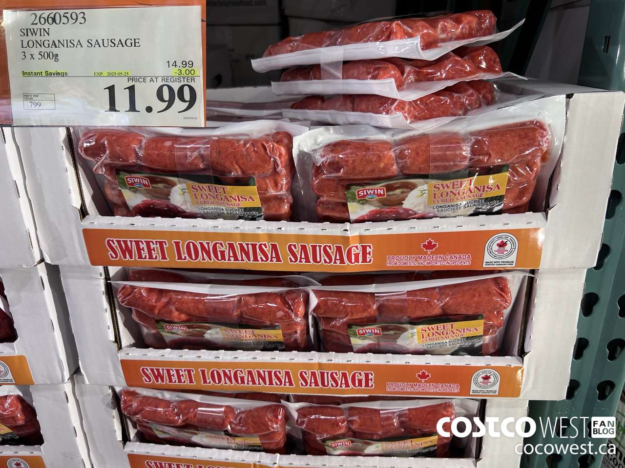 2660593 SIWIN LONGANISA SAUSAGE 3 x 500g ($3.00 INSTANT SAVINGS EXPIRES ON 2025-05-25) $11.99
