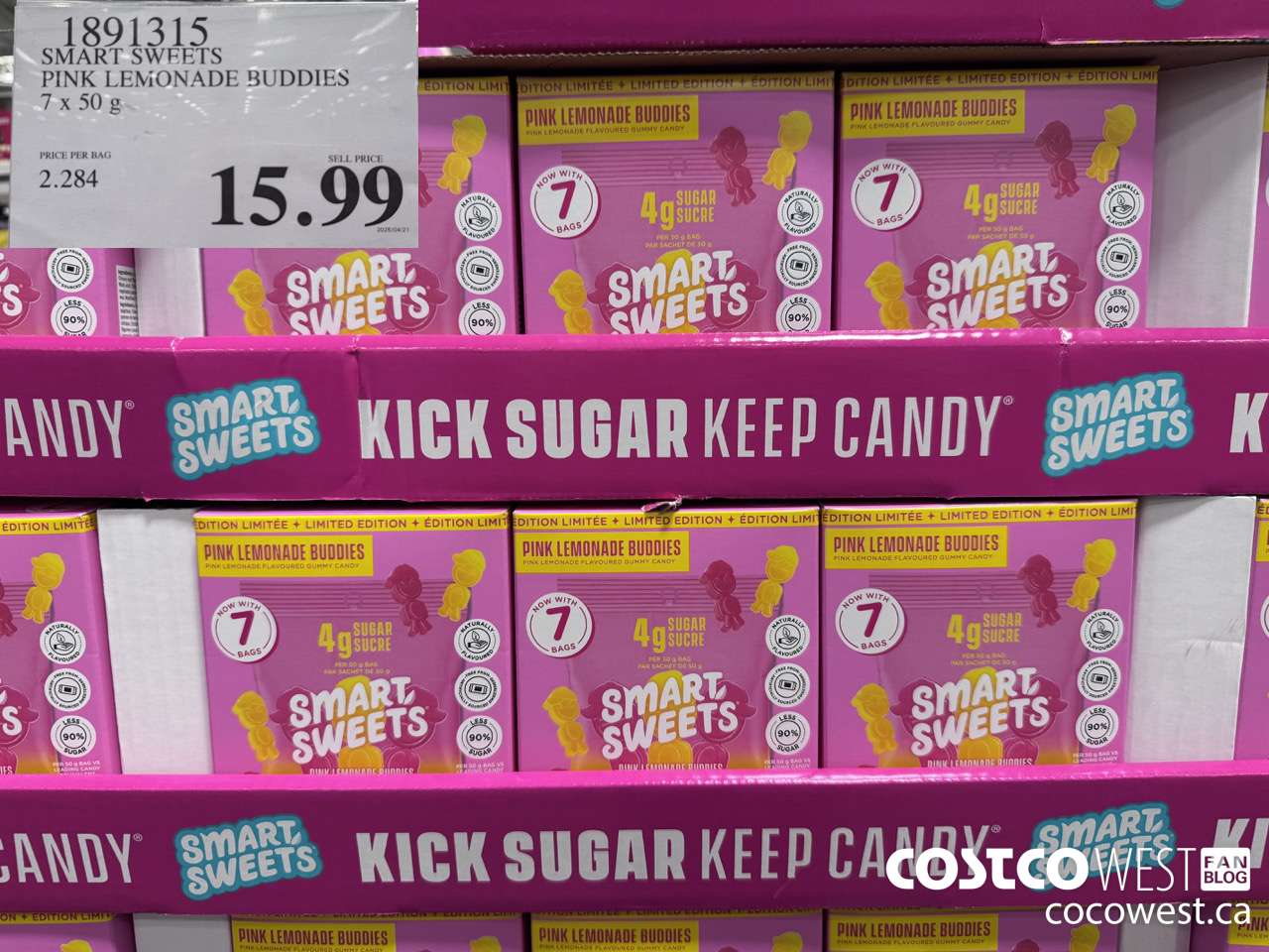 1891315 SMART SWEETS PINK LEMONADE BUDDIES 7 X 50G $15.99