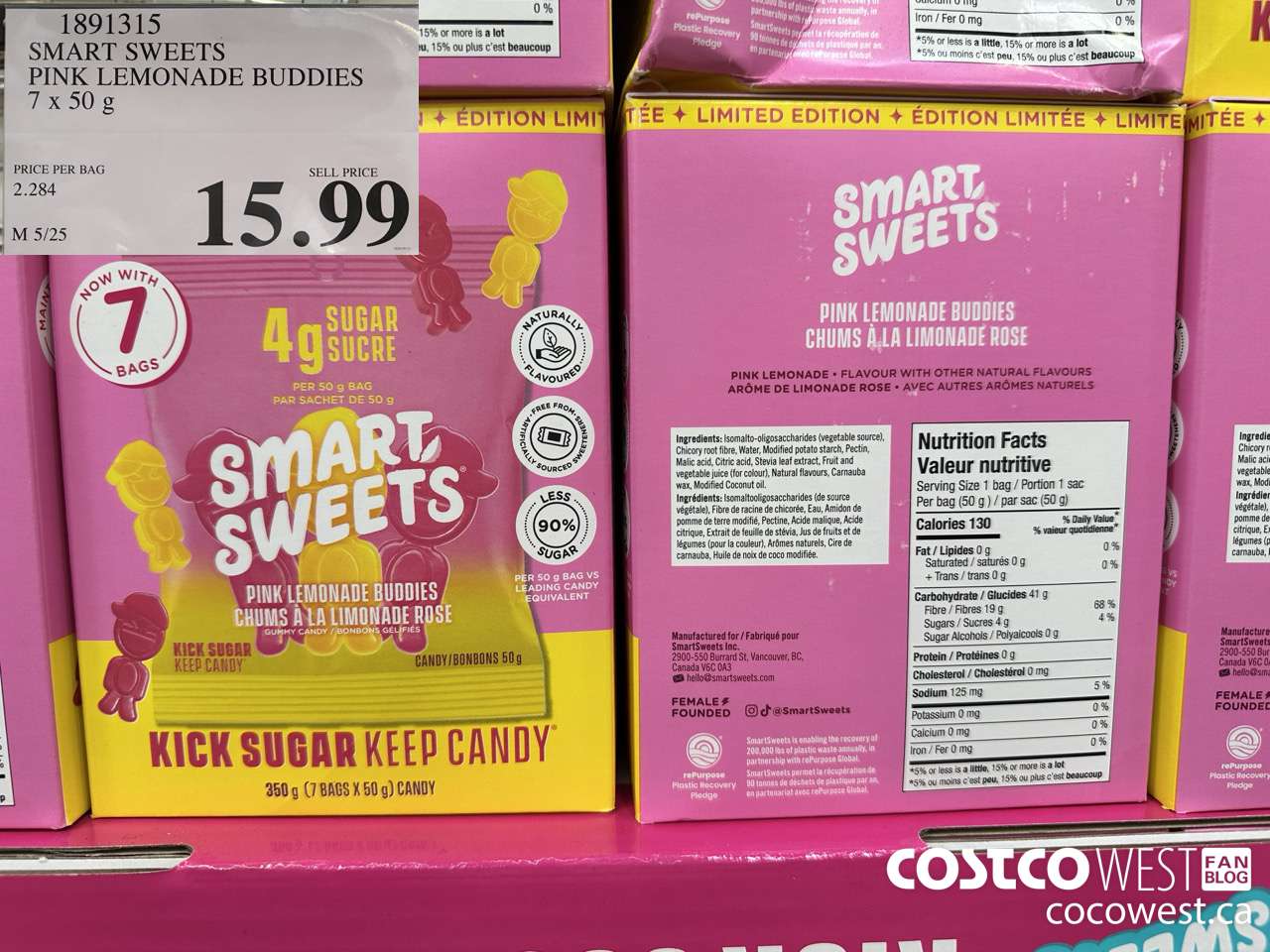 1891315 SMART SWEETS PINK LEMONADE BUDDIES 7 X 50G $15.99