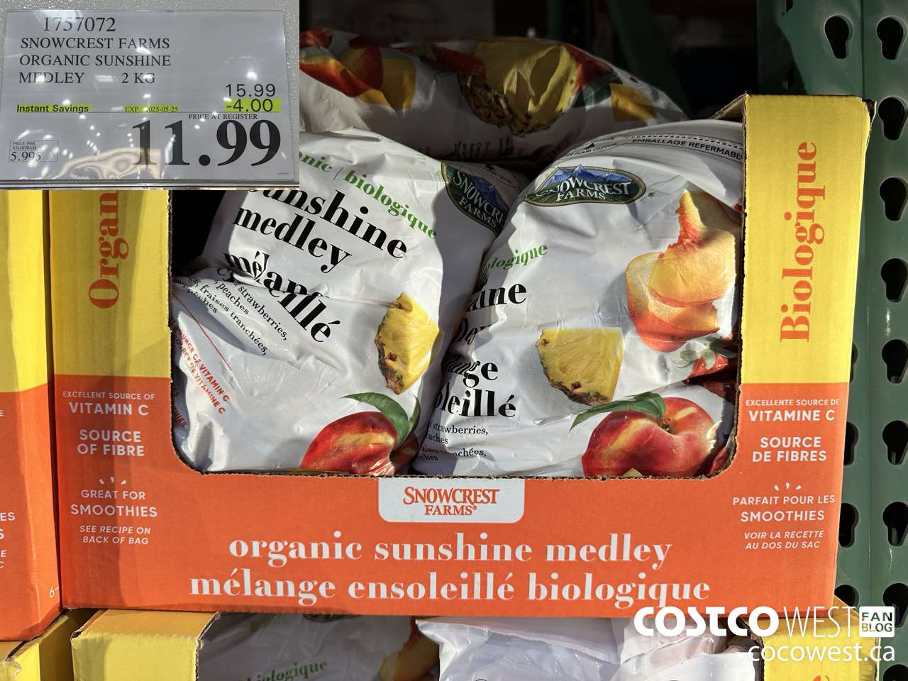 1757072 SNOWCREST FARMS ORG SUNSHINE MEDLEY 2 KG ($4.00 INSTANT SAVINGS EXPIRES ON 2025-05-25) $11.99