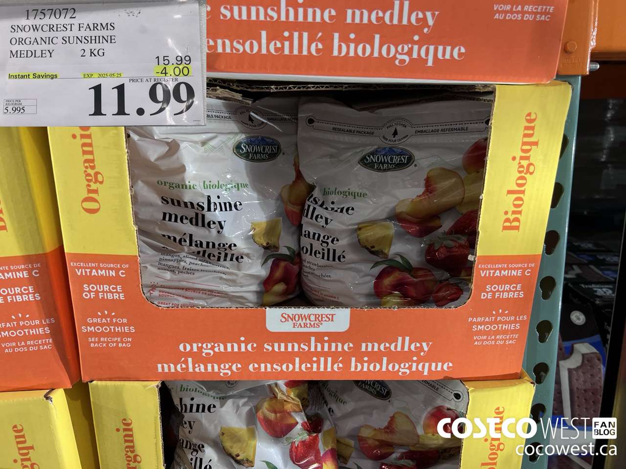 1757072 SNOWCREST FARMS ORG SUNSHINE MEDLEY 2 KG ($4.00 INSTANT SAVINGS EXPIRES ON 2025-05-25) $11.99