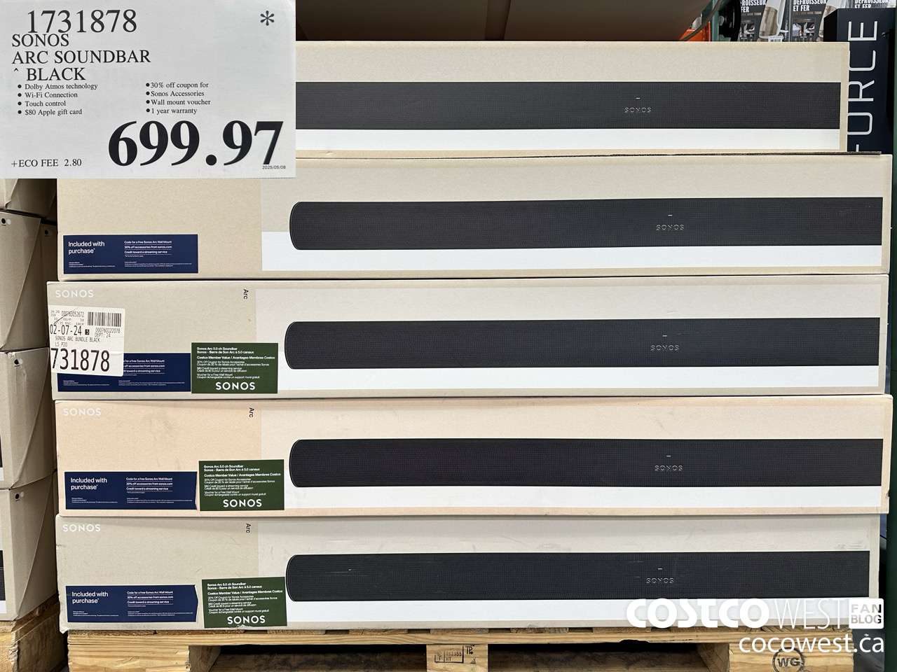 1731878 SONOS ARC SOUNDBAR W/DOLBY ATMOS $699.97