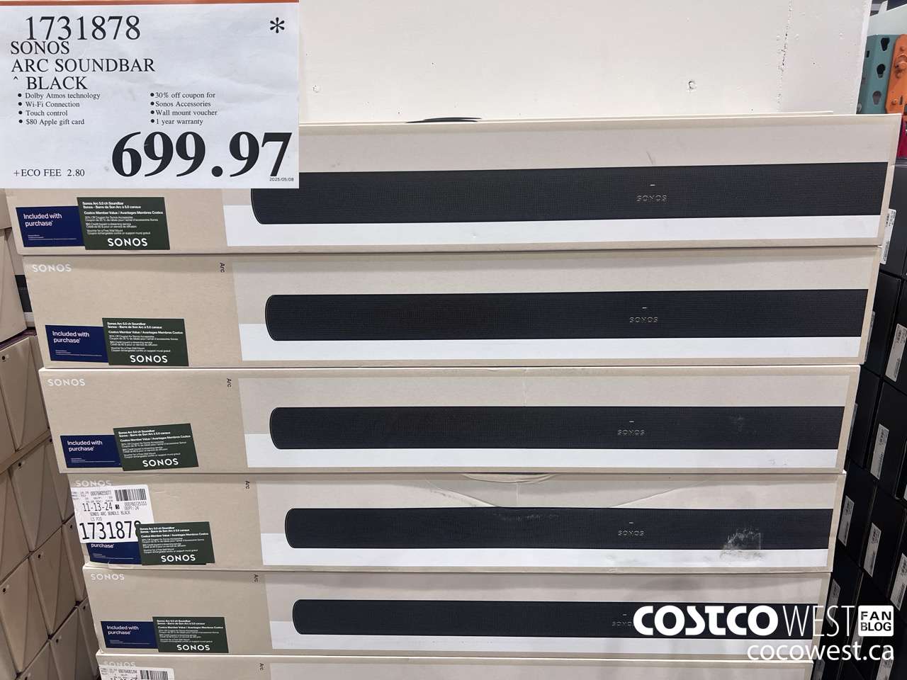 1731878 SONOS ARC SOUNDBAR W/DOLBY ATMOS $699.97