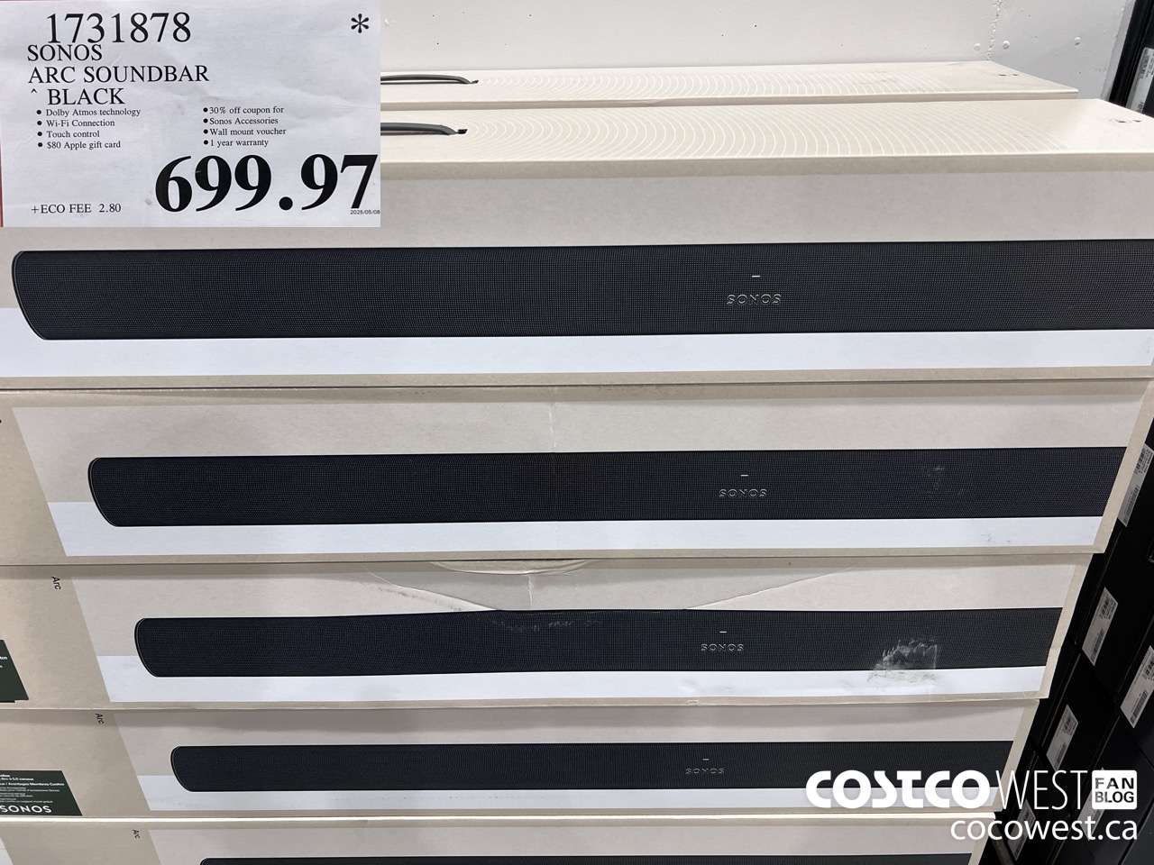 1731878 SONOS ARC SOUNDBAR W/DOLBY ATMOS $699.97