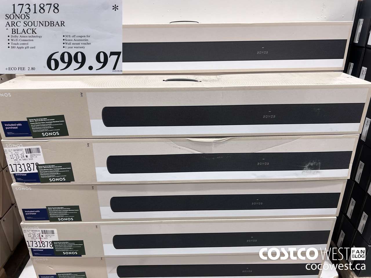 1731878 SONOS ARC SOUNDBAR W/DOLBY ATMOS $699.97