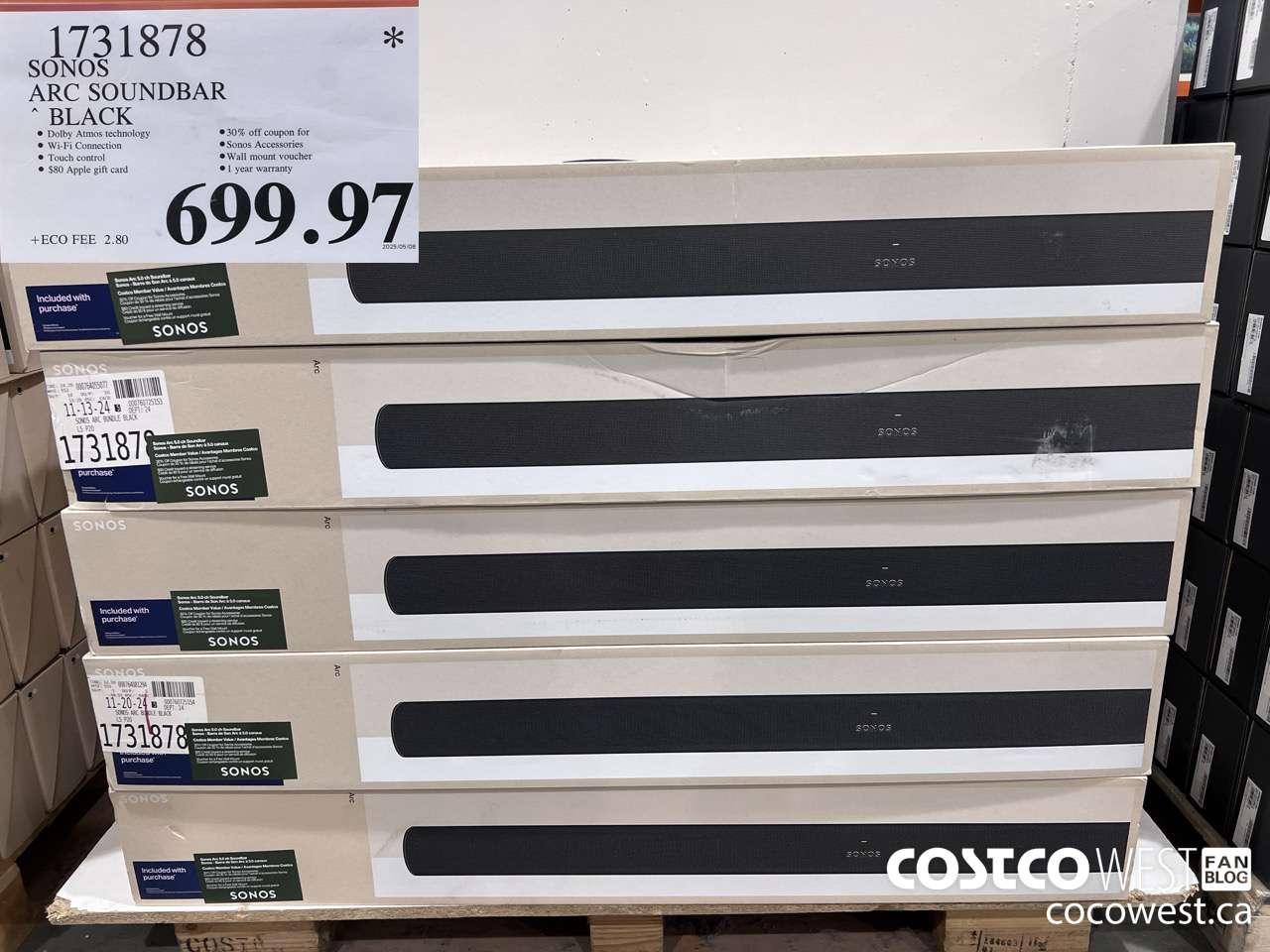 1731878 SONOS ARC SOUNDBAR W/DOLBY ATMOS $699.97