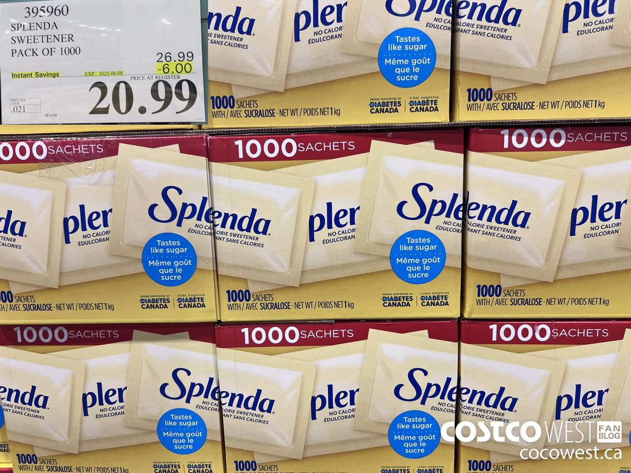 395960 SPLENDA SWEETENER 1000 PACKETS ($6.00 INSTANT SAVINGS EXPIRES ON 2025-06-08) $20.99
