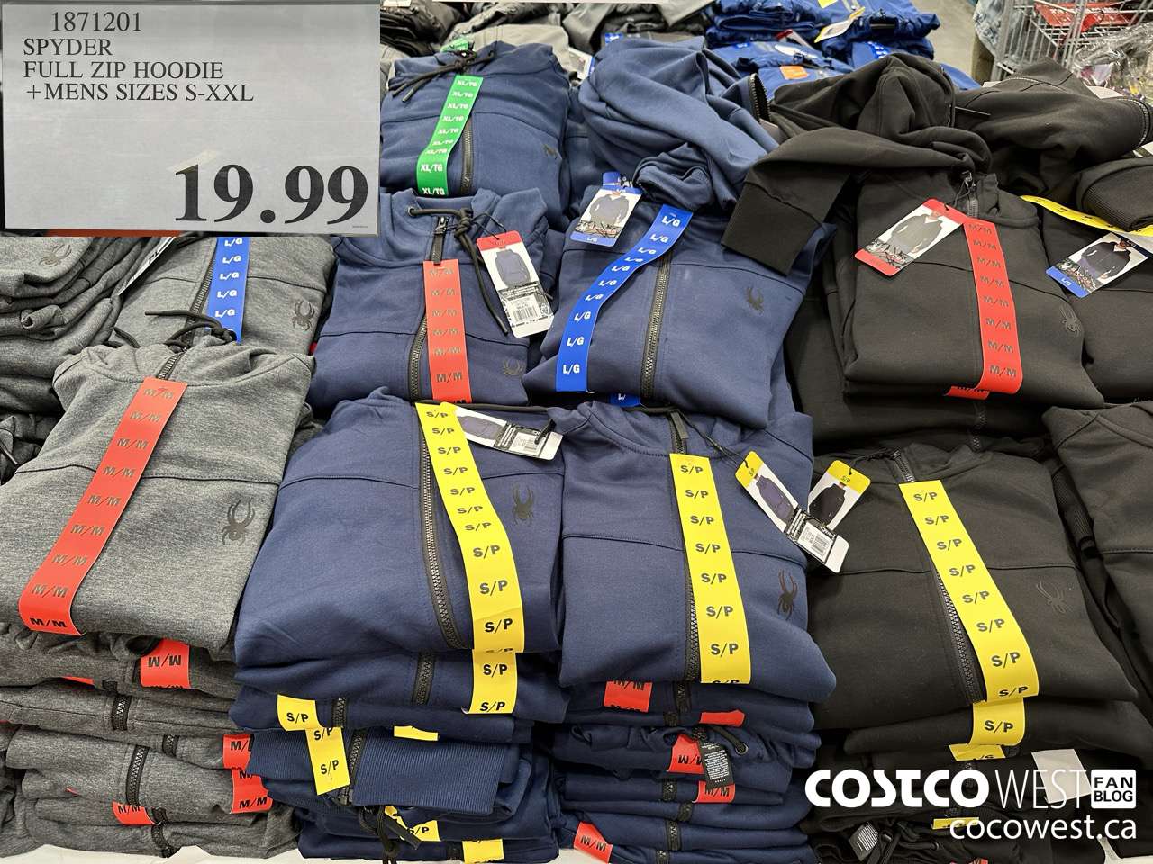 1871201 SPYDER FULL ZIP HOODIE MENS SIZES S-XXL $19.99