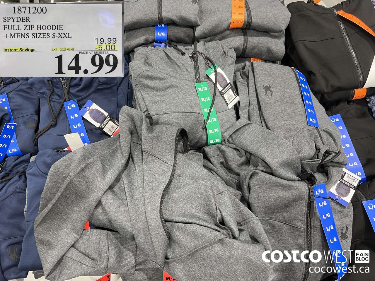 1871200 SPYDER FULL ZIP HOODIE MENS SIZES S-XXL ($5.00 INSTANT SAVINGS EXPIRES ON 2025-06-08) $14.99