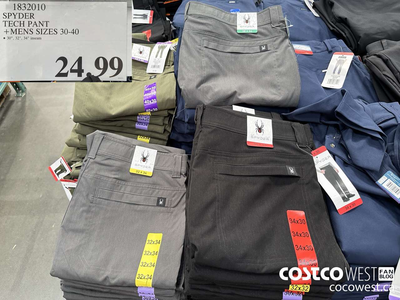 1832010 SPYDER TECH PANT MENS SIZES 30-40 $24.99