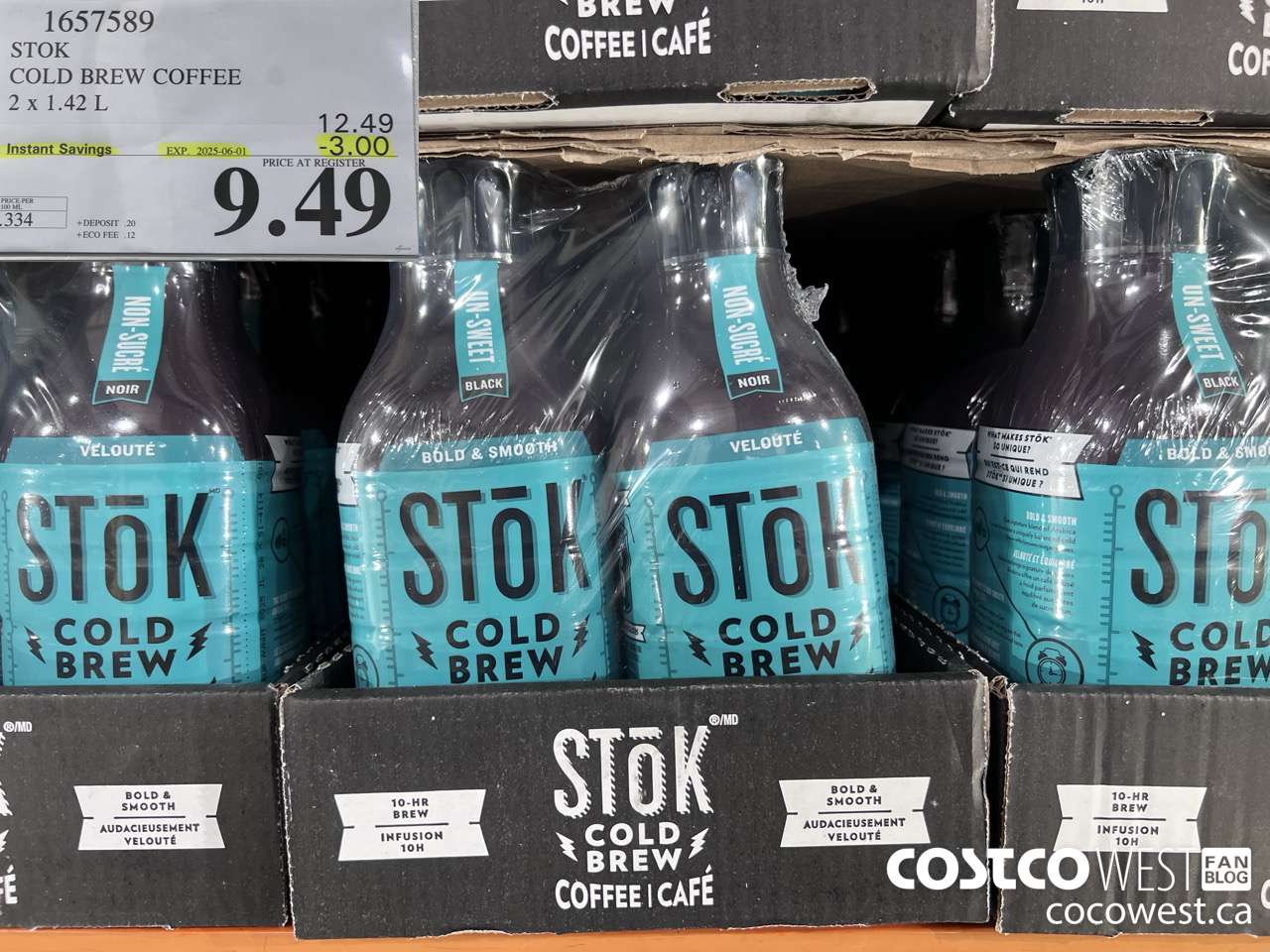 1657589 STOK COLD BREW COFFEE 2 X 1.42 L ($3.00 INSTANT SAVINGS EXPIRES ON 2025-06-01) $9.49