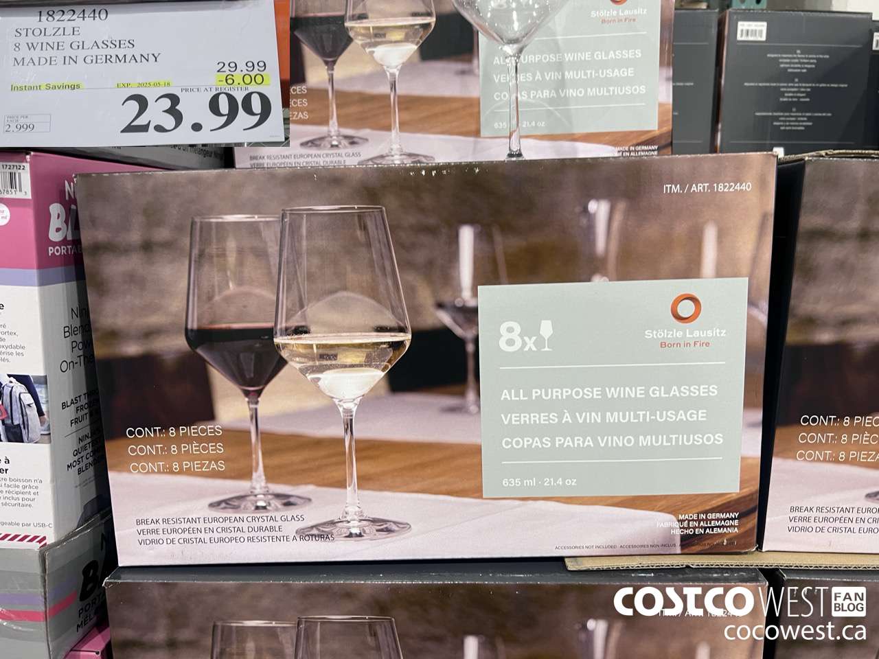 1822440 STOLZLE 8 WINE GLASSES MADE IN GERMANY ($6.00 INSTANT SAVINGS EXPIRES ON 2025-05-18) $23.99