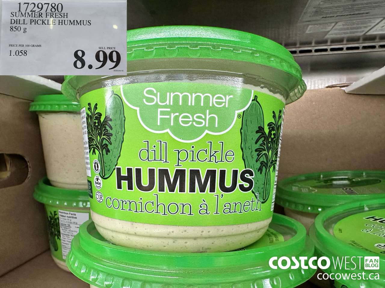 1729780 SUMMER FRESH DILL PICKLE HUMMUS 850G $8.99