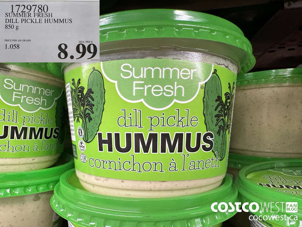 1729780 SUMMER FRESH DILL PICKLE HUMMUS 850G $8.99