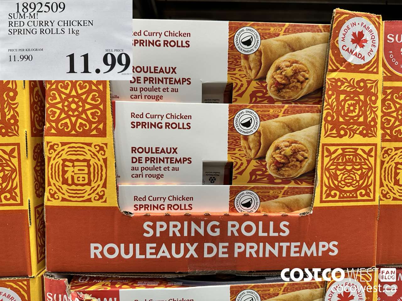 1892509 SUM-M! RED CURRY CHICKEN SPRING ROLLS 1KG $11.99