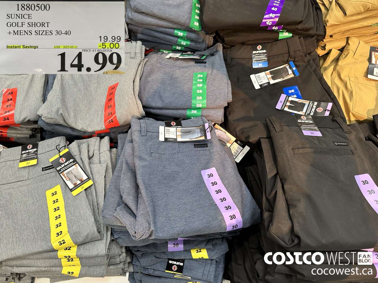 1880500 SUNICE GOLF SHORT MENS SIZES 30-40 ($5.00 INSTANT SAVINGS EXPIRES ON 2025-05-11) $14.99