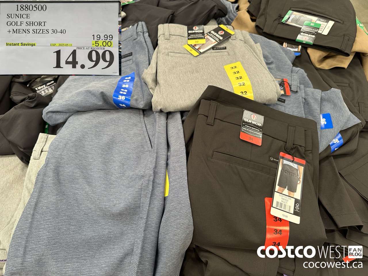 1880500 SUNICE GOLF SHORT MENS SIZES 30-40 ($5.00 INSTANT SAVINGS EXPIRES ON 2025-05-11) $14.99