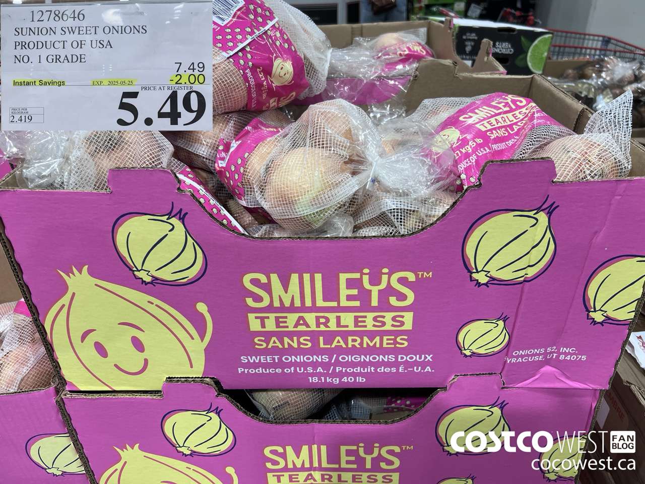 1278646 SUNION SWEET ONIONS PRODUCT OF USA NO. 1 GRADE ($2.00 INSTANT SAVINGS EXPIRES ON 2025-05-25) $5.49