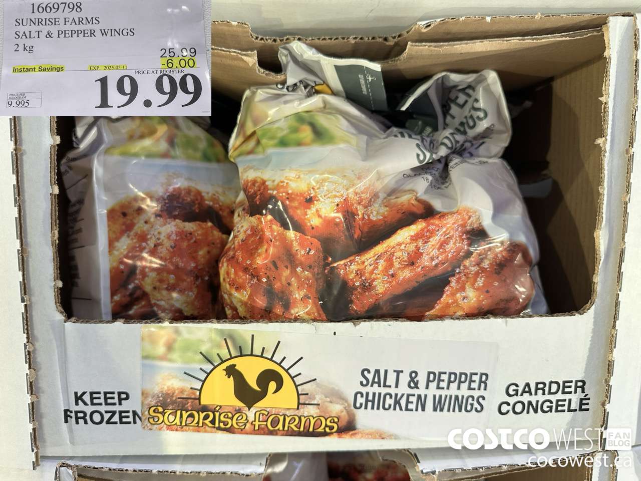 1669798 SUNRISE FARMS SALT & PEPPER WINGS 2 KG ($6.00 INSTANT SAVINGS EXPIRES ON 2025-05-11) $19.99