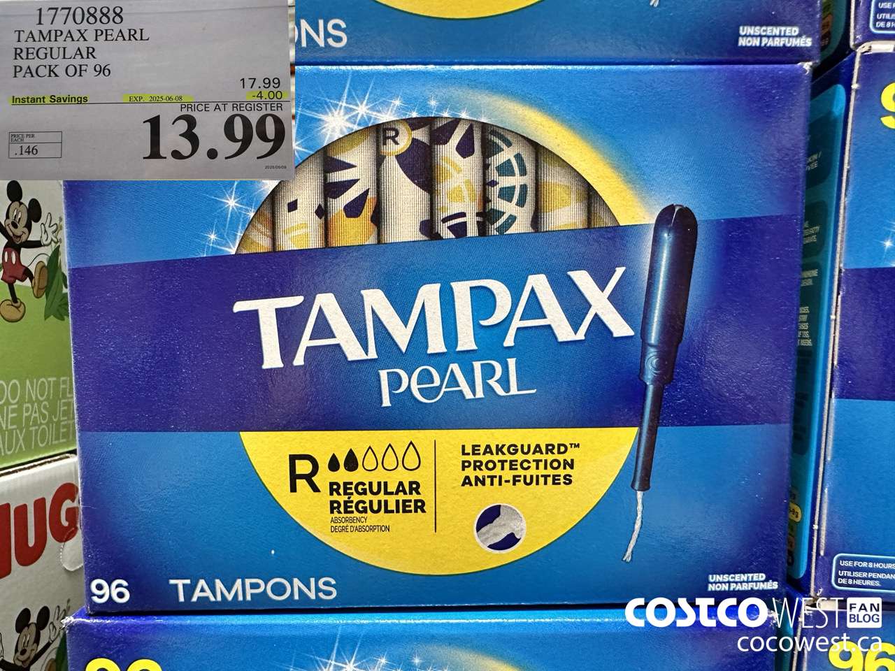 1770888 TAMPAX PEARL REGULAR PACK OF 96 ($4.00 INSTANT SAVINGS EXPIRES ON 2025-06-08) $13.99