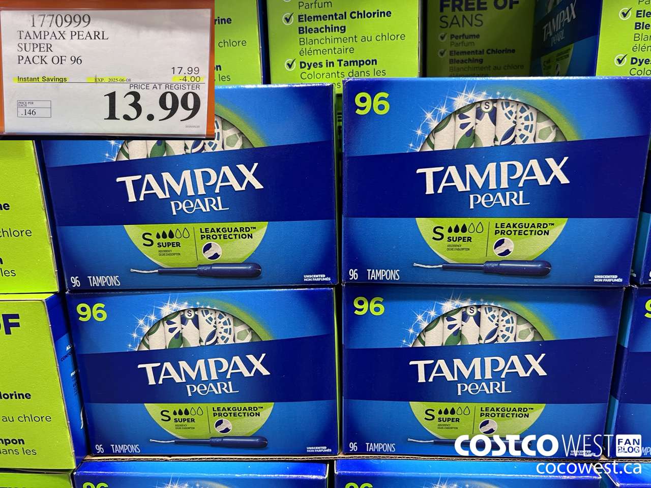 1770999 TAMPAX PEARL SUPER PACK OF 96 ($4.00 INSTANT SAVINGS EXPIRES ON 2025-06-08) $13.99