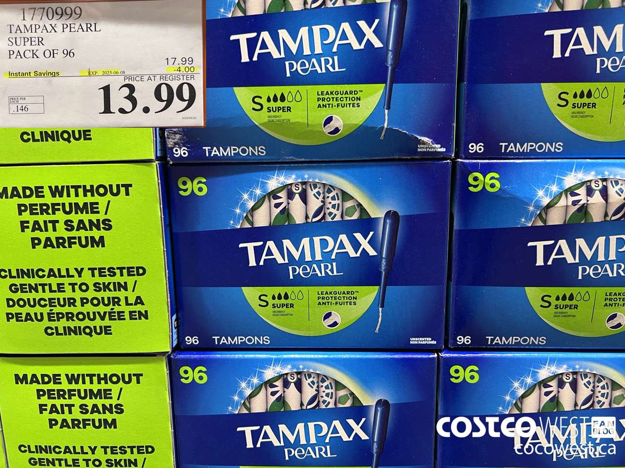 1770999 TAMPAX PEARL SUPER PACK OF 96 ($4.00 INSTANT SAVINGS EXPIRES ON 2025-06-08) $13.99